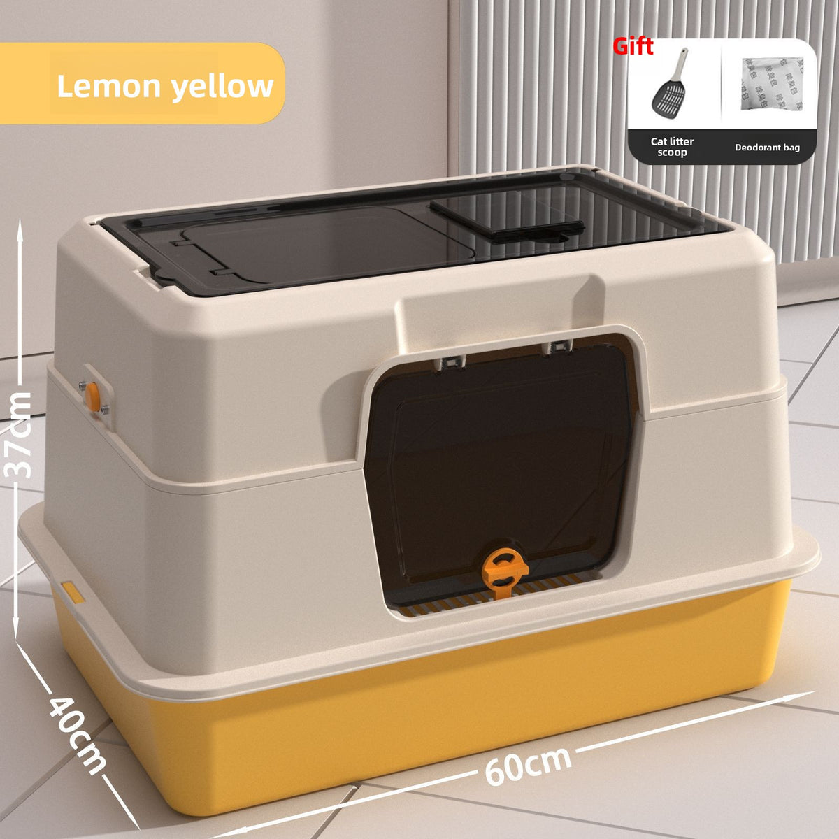 Fully Enclosed Stainless Steel Cat Litter Box, 50cm Wide