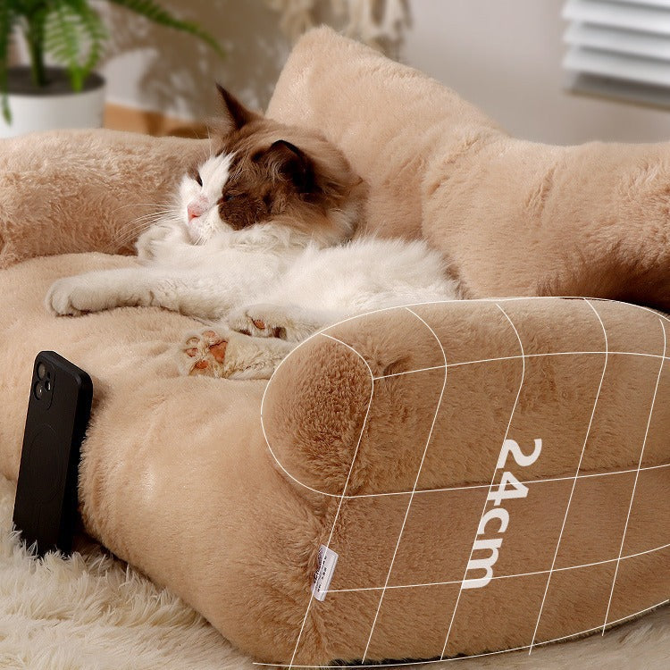 Semi-enclosed pet sofa bed with pillow for cats, photo 2