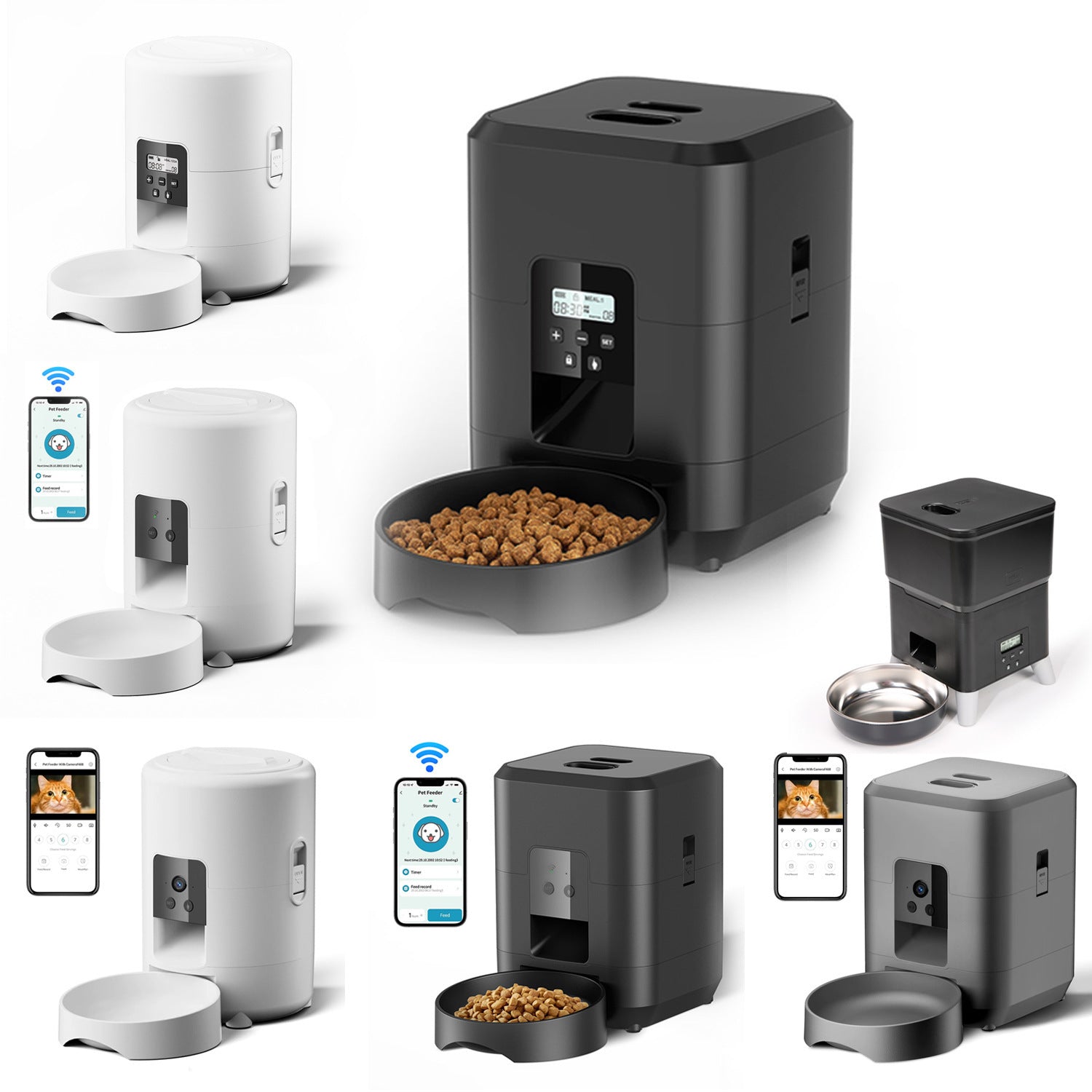 Automatic Pet Food Dispenser with Wi-Fi App Control, 2L Capacity and Optional Camera