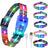 Patterned LED light up dog collar glowing pink at night