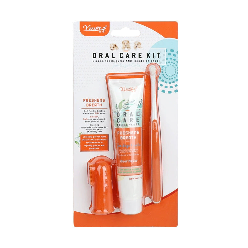 Pet Toothpaste and Ultra-Soft Toothbrush Set, Vanilla or Beef