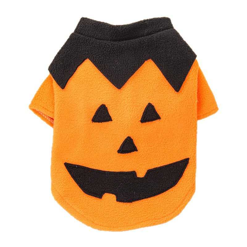 Fleece lined Halloween pumpkin dog costume, in Orange, sizes Extra Small to 2XL, image 5