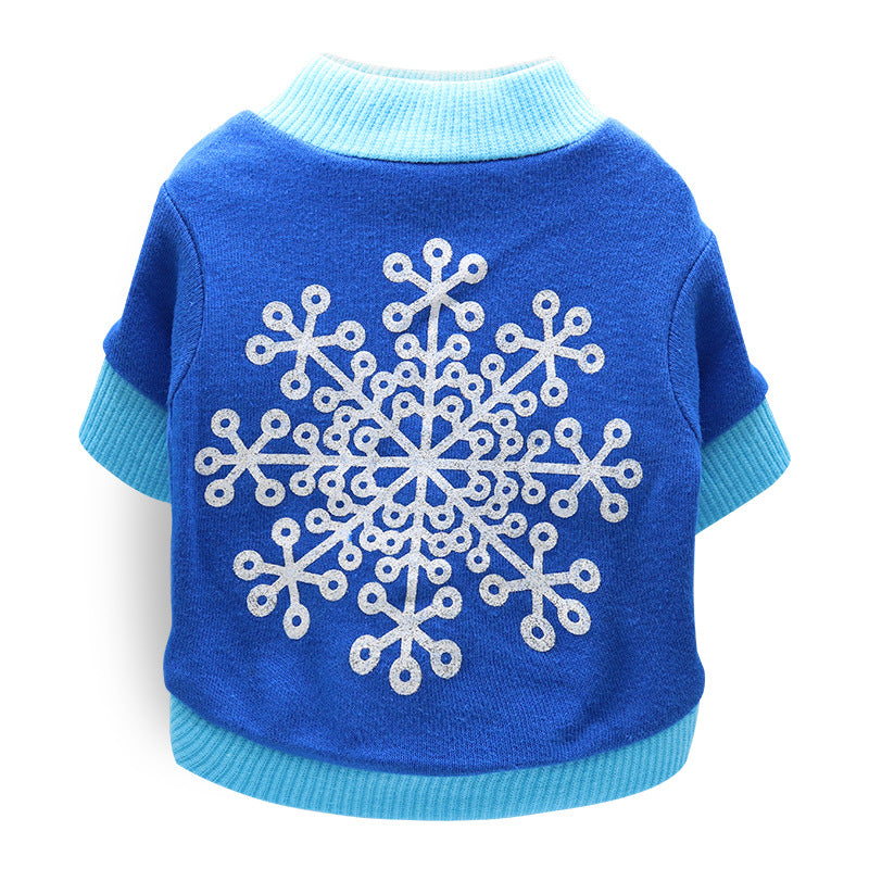 Cotton holiday pet T-shirt for small dogs and cats, showing size and shape