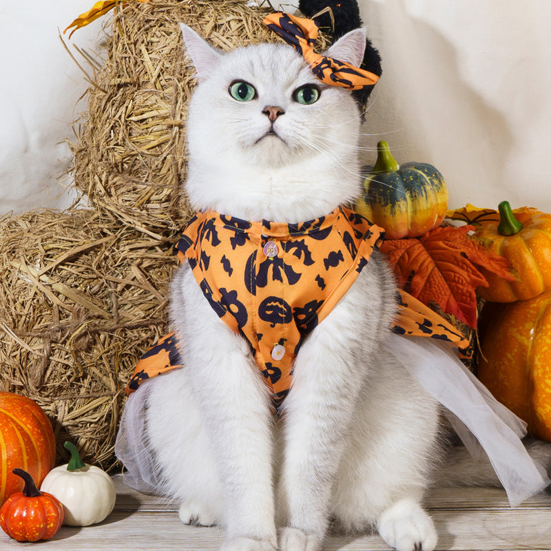 Halloween and Christmas pet dress for dogs and cats, side view