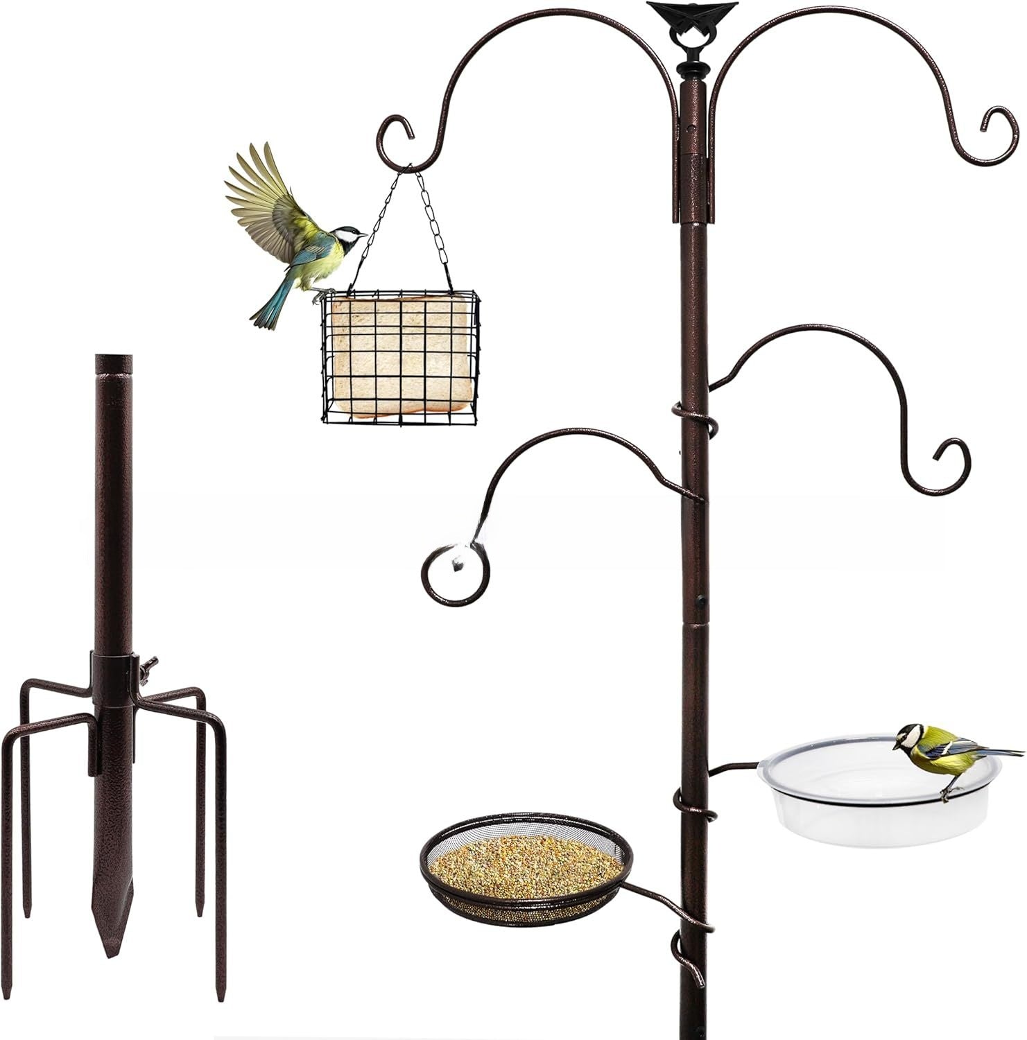 Black wrought iron bird feeder stand accessories for gardens, view 13