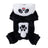 Small dog dressed in a padded black and white panda costume