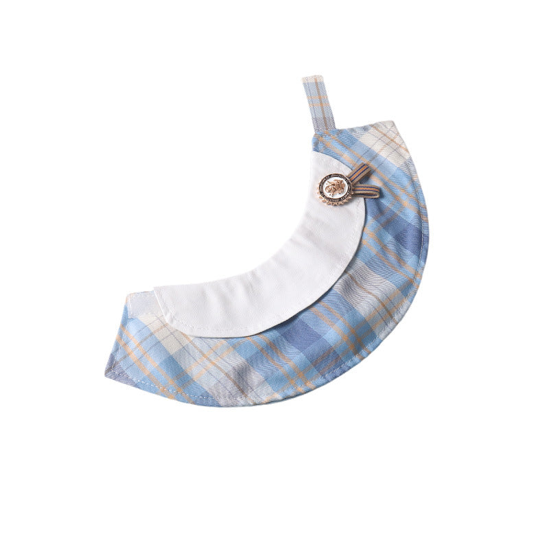 Checked cotton pet cape collar for dogs and cats in Pink, side view