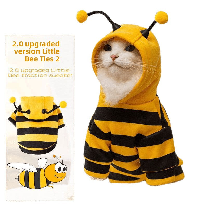Little bee velvet lined pet sweatshirt for dogs, in Yellow Bee, image 5