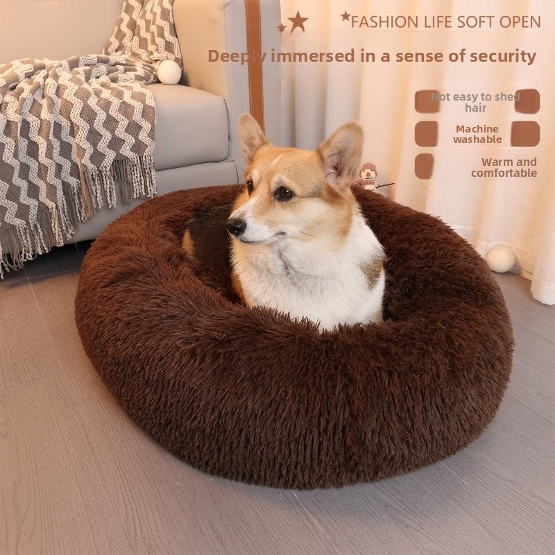 Round donut plush bed for cats and dogs, photo 2 of 43
