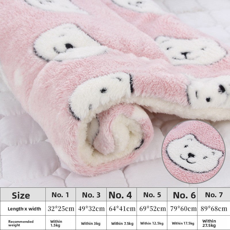 Thick padded pet mat cushion with print in Pink Bear Head, size 79 x 60cm