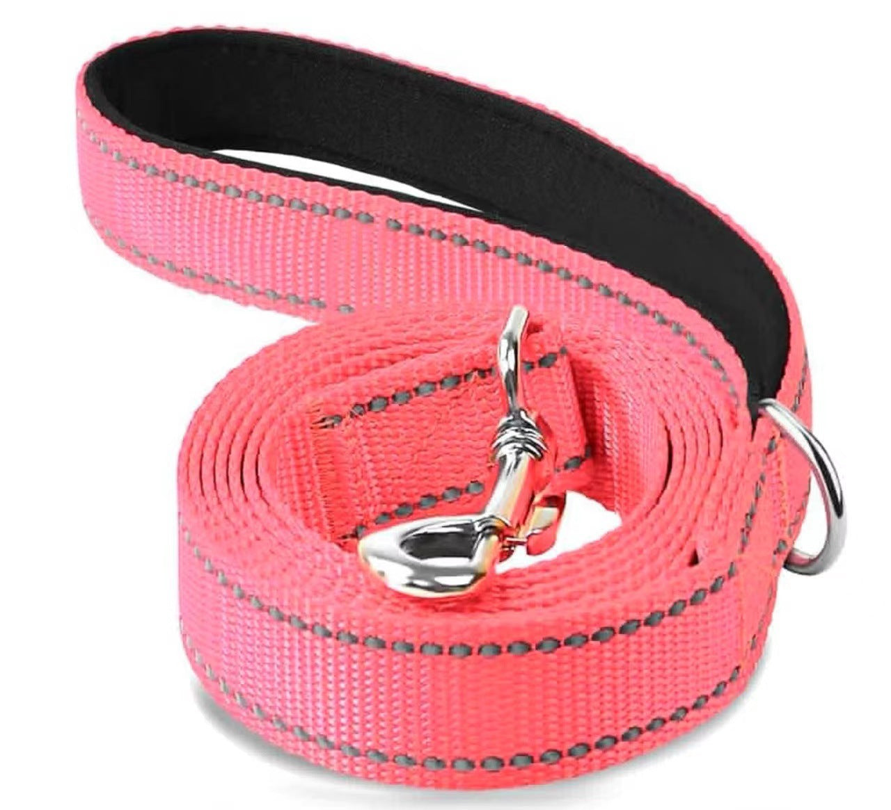 Double-sided reflective nylon dog lead in 4 colour options