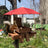 Hanging Squirrel Bird Feeder with Red Umbrella