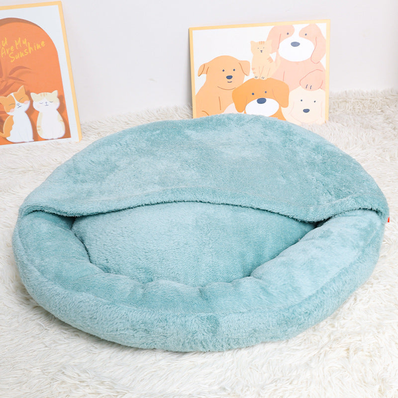 Round plush pet bed for dogs and cats, donut nest, view 32