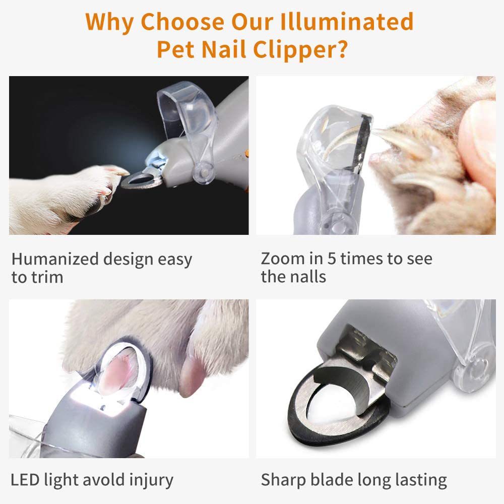 LED Pet Nail Clipper with Rubber Non-Slip Handle