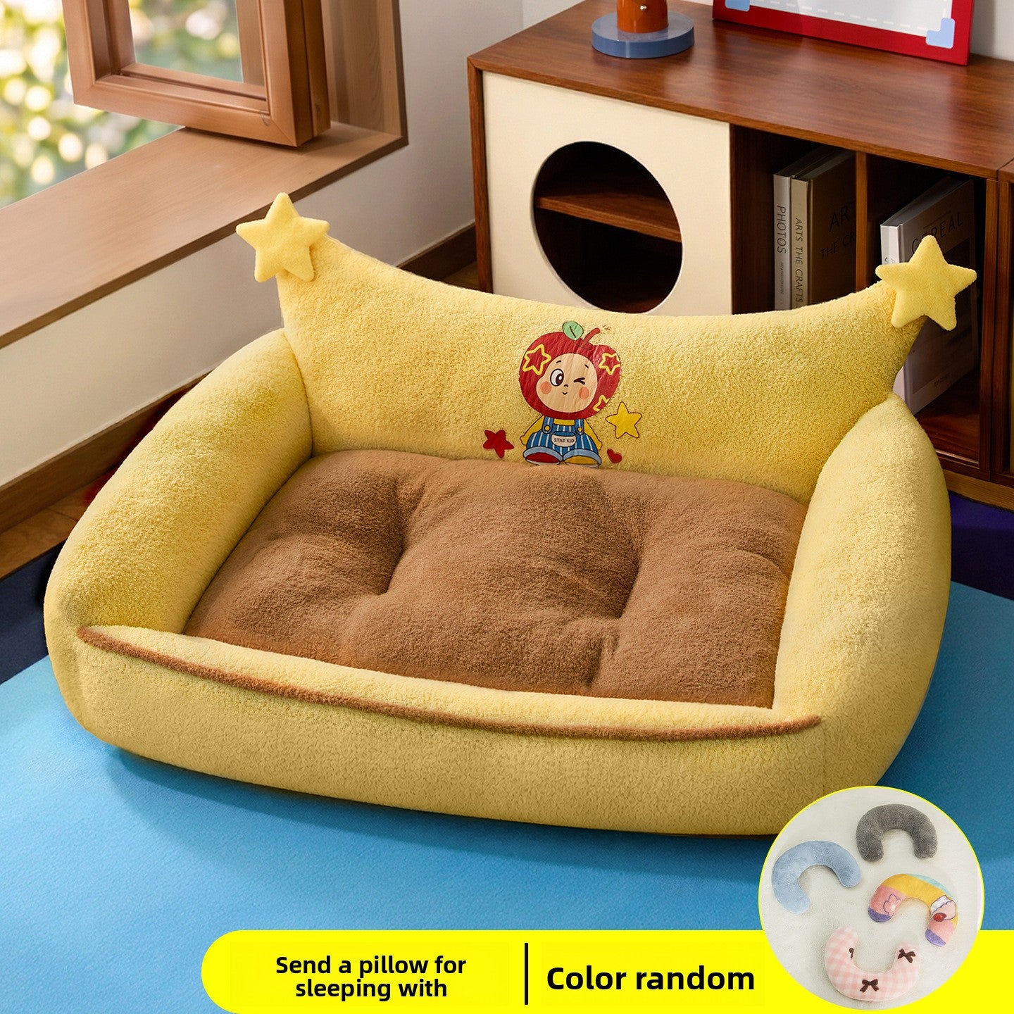 Raised Rim Plush Pet Bed with Blanket Option for Cats and Dogs