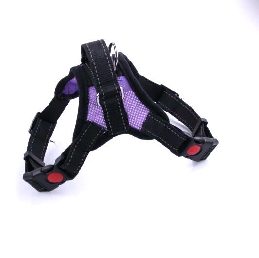 Breathable adjustable dog harness with reflective lead in Breathable Mesh Pink, side view