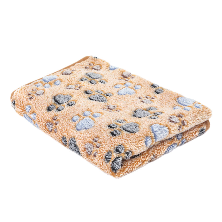 Coral fleece pet blanket with print in Brown Paw, size 76 x 104cm