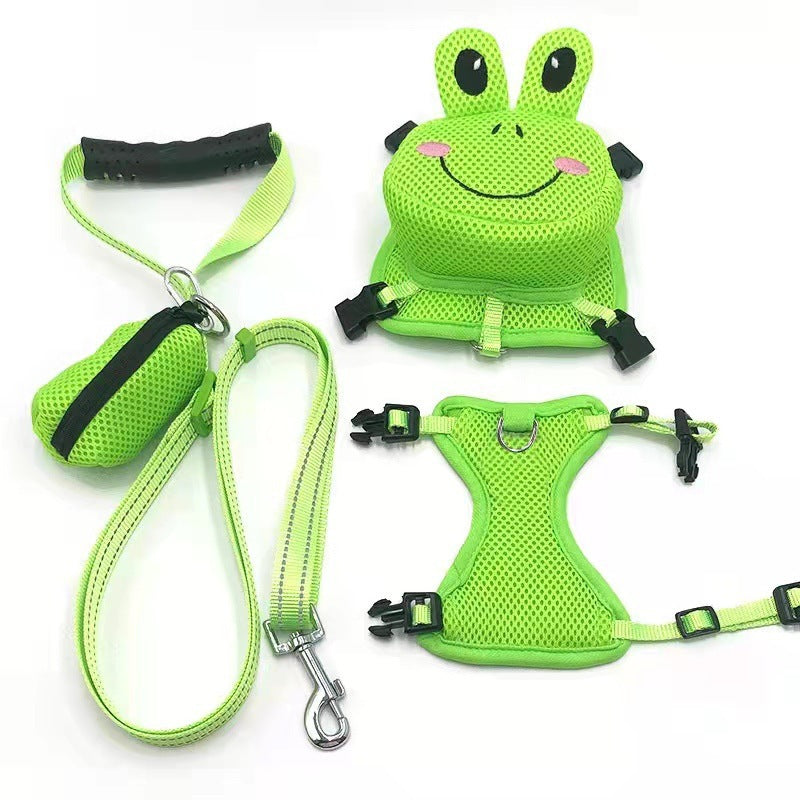 Cartoon frog and duck dog backpack, 3 sizes available