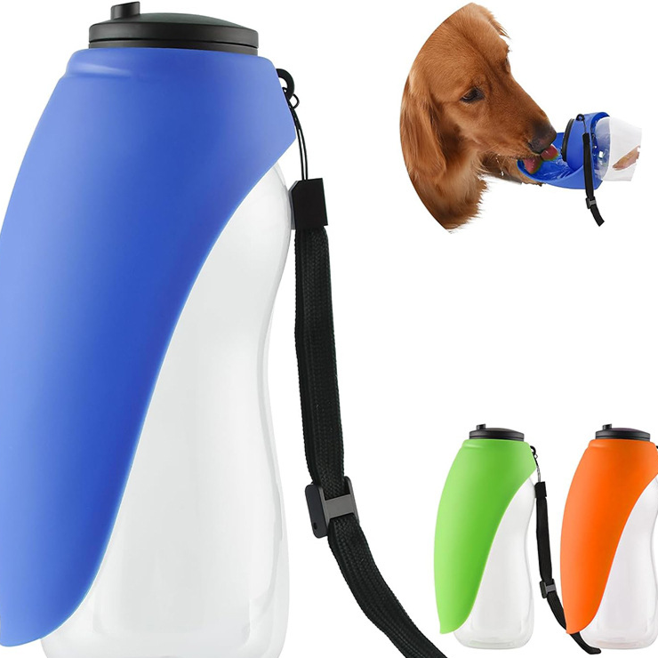 Sky blue portable pet water bottle cup for walks, view 1