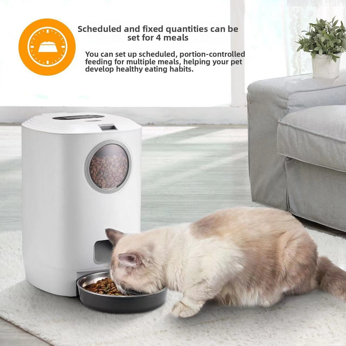 Automatic Pet Feeder 4.5L with Timed Programmable Feeding and App Control