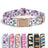 Floral fabric dog collar with gold buckle, showing size and shape