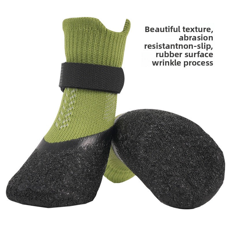 Waterproof anti-slip dog shoes with adjustable straps in Grey, front view