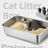 Open Stainless Steel Cat Litter Box, Low Entry for Kittens and Cats