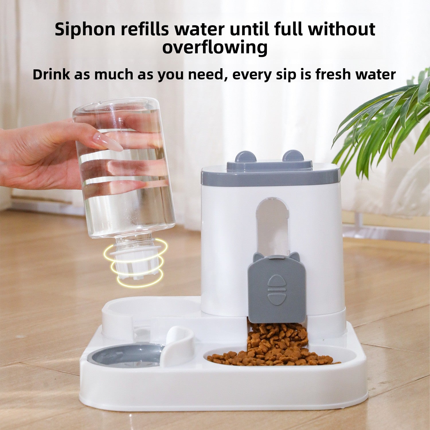 Automatic Pet Food and Water Feeder Bowl, 25cm Large Capacity, Quiet Design