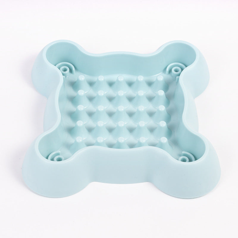 Pet Slow Feeder Bowl with Non-Slip Base in Square or Hexagonal Plum Blossom Shapes
