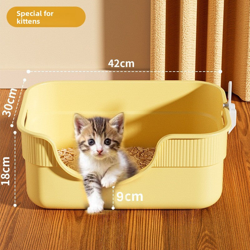 Extra Large Semi-Enclosed Cat Litter Box with Scoop, Thick PP