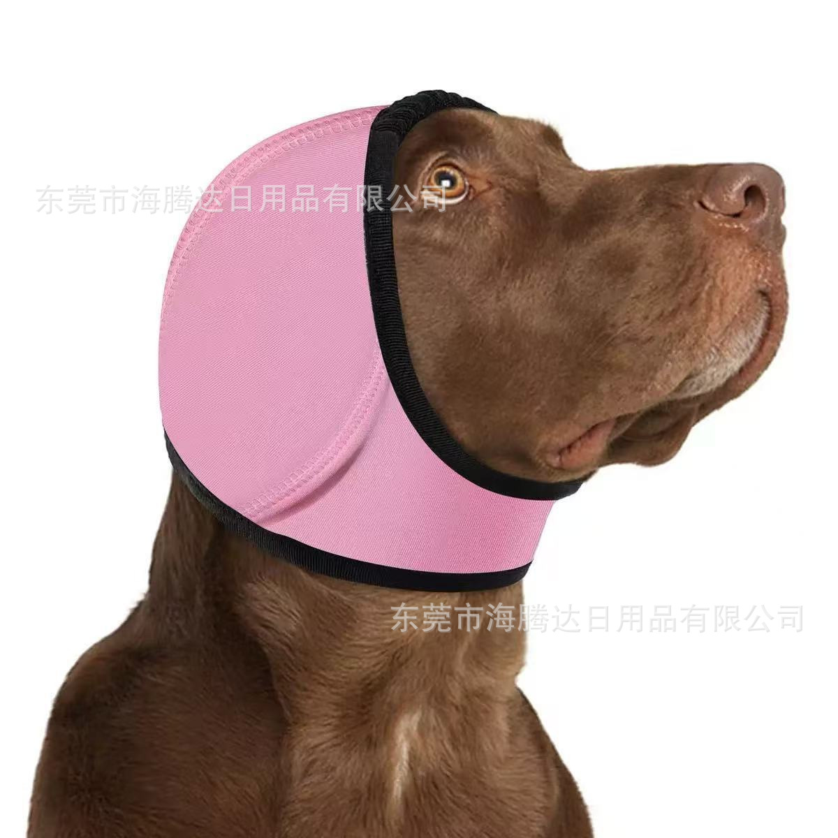 Dog ear muffs for noise reduction in Rose Red, material detail