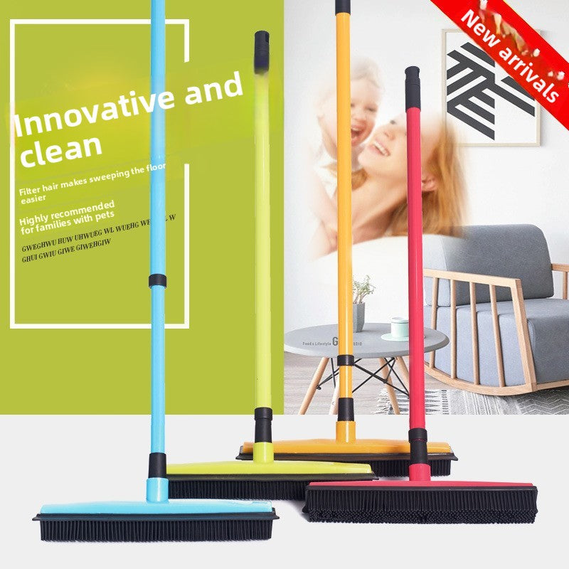 Pet Hair Removal Rubber Broom in Durable TPR for Carpets, Floors and Windows