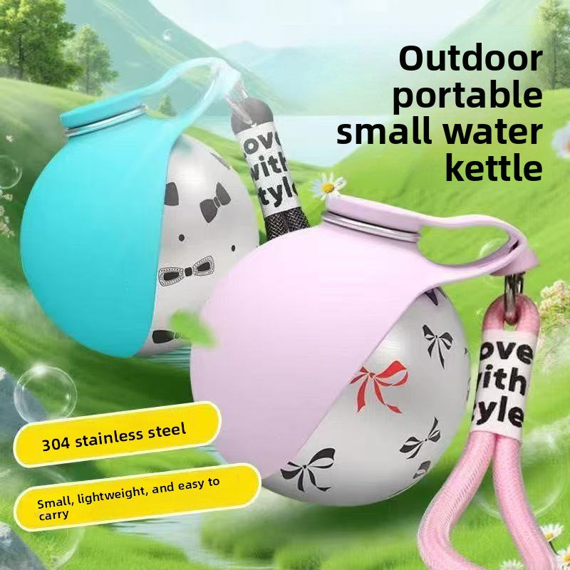 Portable 304 Stainless Steel Puppy Water Bottle, 285ml, Pink or Blue, Plain or Printed