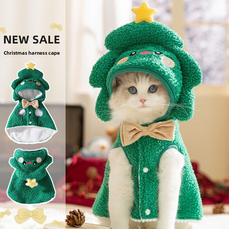 Cartoon pet cape for dogs and cats in Green, front view