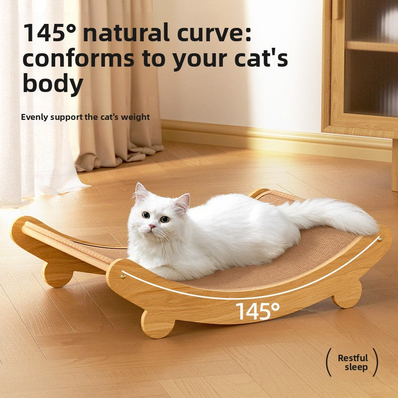 Woven sisal and jute cat scratcher lounger in natural colour, view 2 of 11