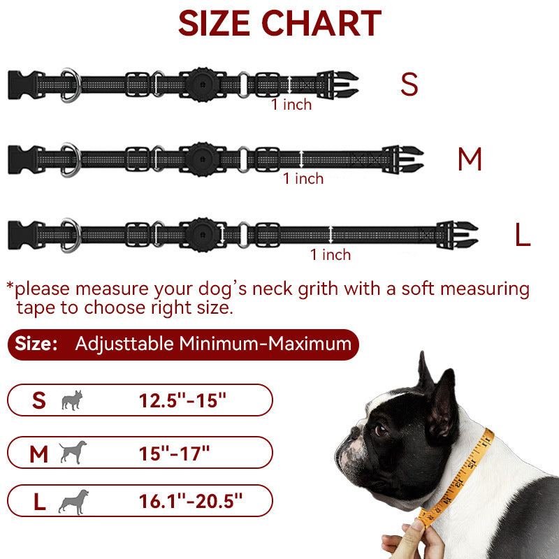 Nylon dog collar with waterproof AirTag holder case, tag not included, product image 4