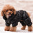 Thick fleece four-leg dog onesie in Red, front view