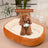 Thick oval pet bed in warm cloth, photo 2 of 17