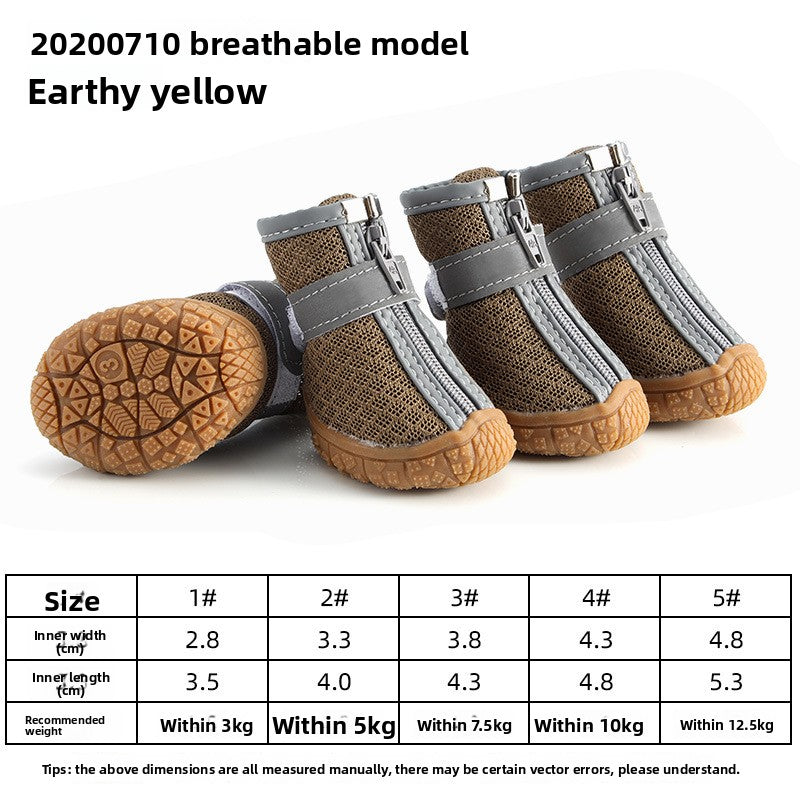Breathable mesh puppy shoes with TPR soles in Pink Waterproof, side view