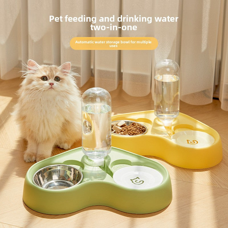 Two-in-One Cat Food and Water Bowl with Optional Stainless Steel Insert