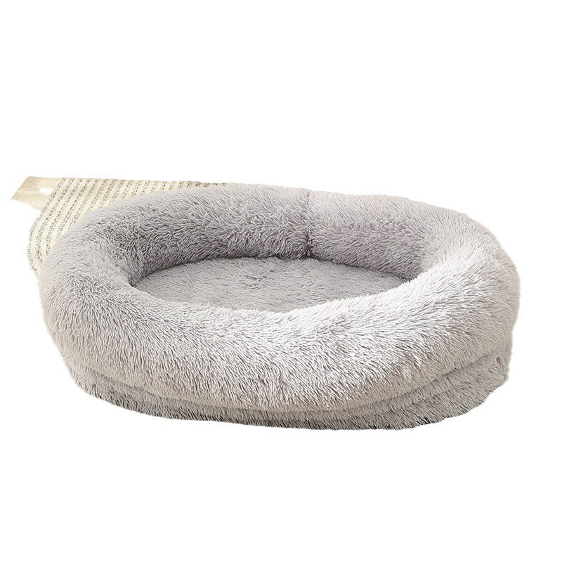 Raised edge cotton dog bed with curved sides and soft cushion, photo 5