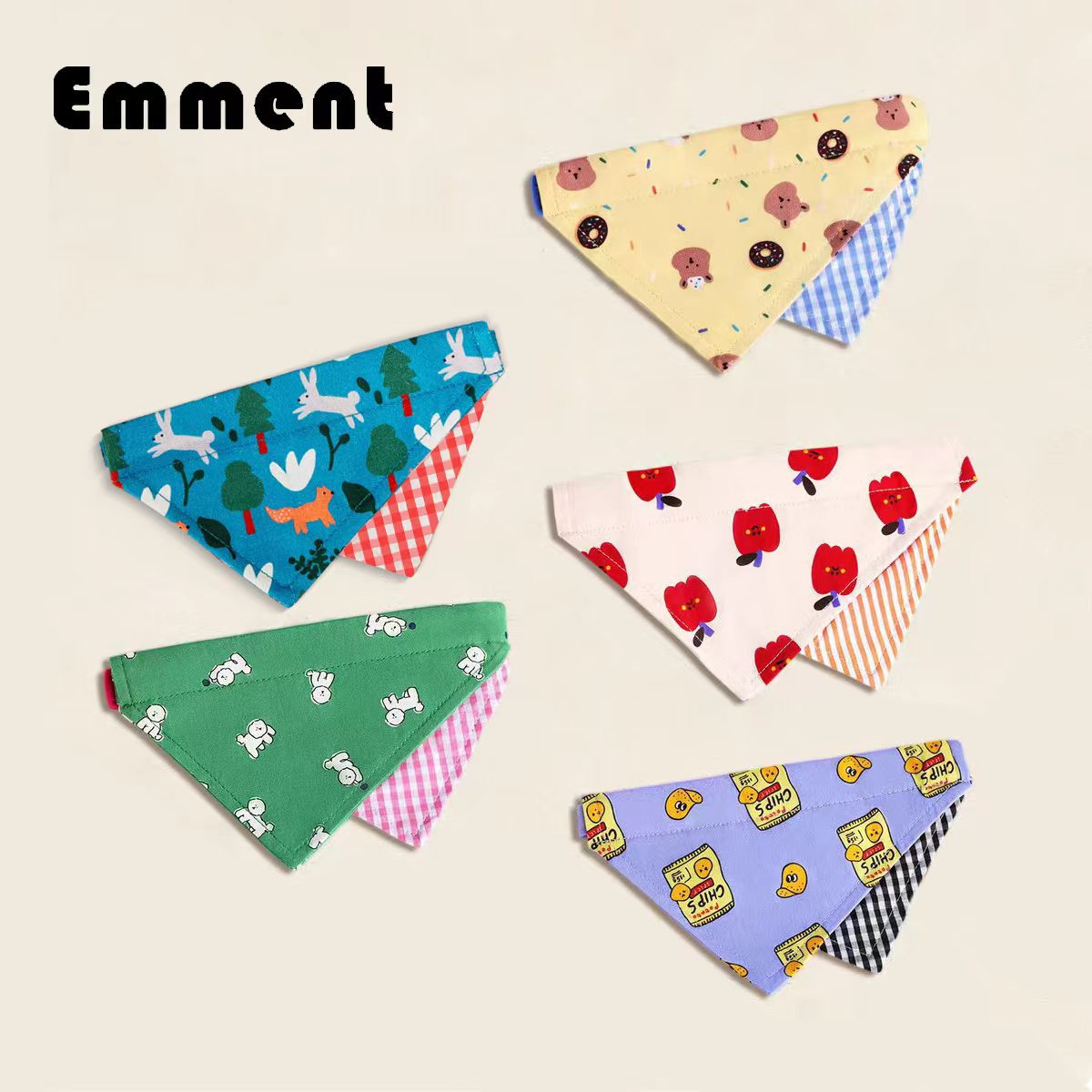 Cartoon print dog bandana scarf in a cute design, product image 1