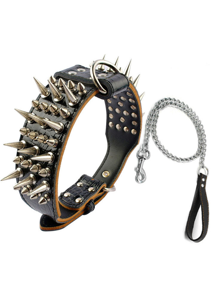 Golden brown studded dog collar with short studs, adjustable 38 to 43cm, view 1