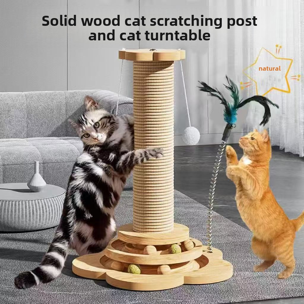 5-in-1 wooden cat scratching board with turntable - photo 1