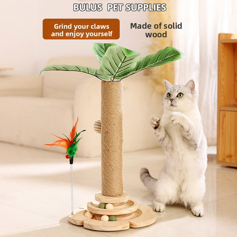 Plant style sisal cat scratching post with leaves, photo 2 of 19