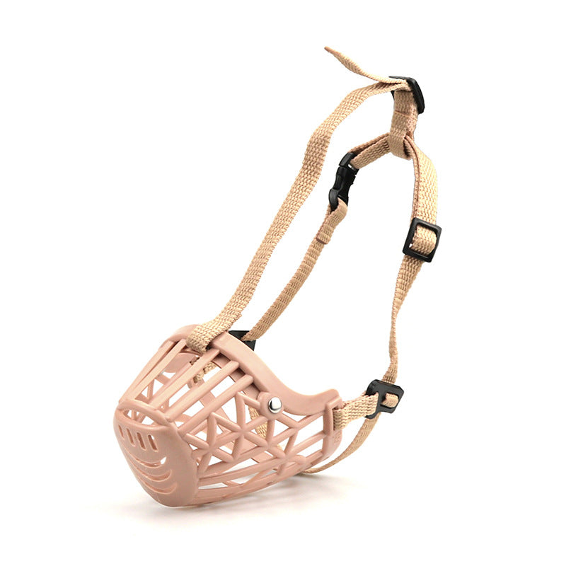 Ventilated beige plastic dog muzzle with adjustable head strap, product image 24