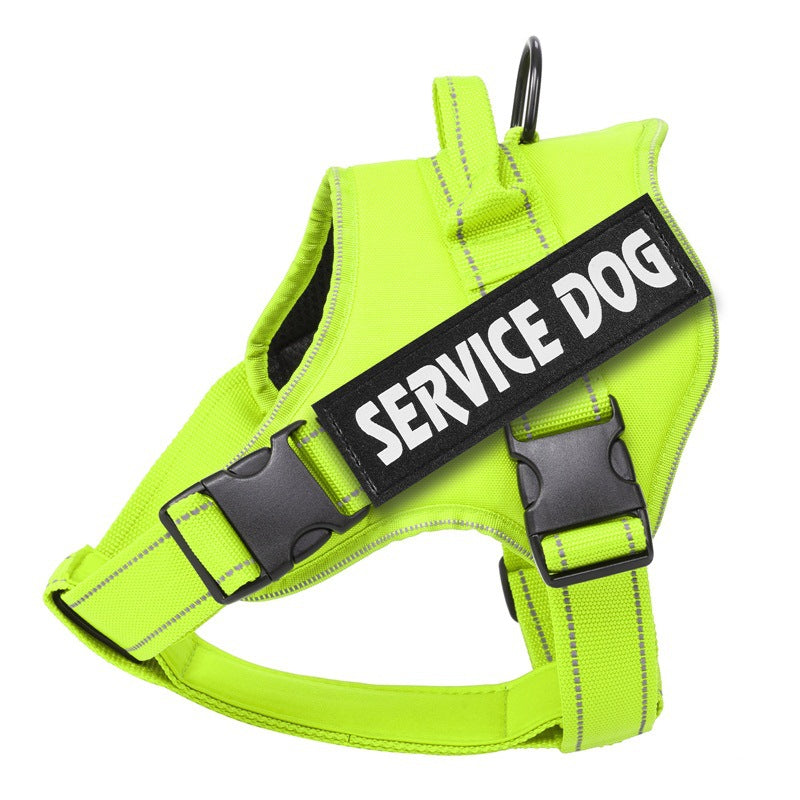 Reflective padded mesh vest dog harness in Green, front view