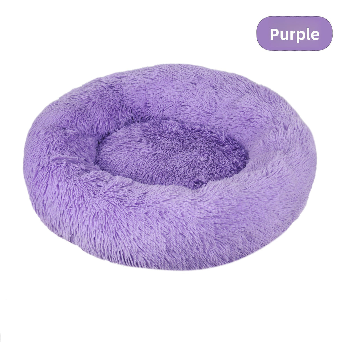 Light brown washable plush round pet bed with anti-slip base, photo 77