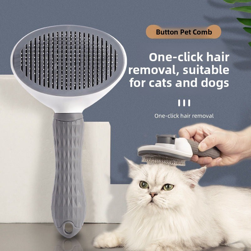 Self-Cleaning Cat Comb for Long Haired Cats, One-Press Fur Release