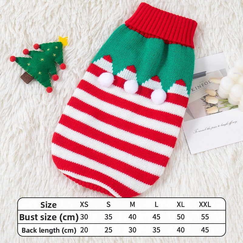 Christmas and Halloween knitted dog jumper in Black Christmas, in use with a pet